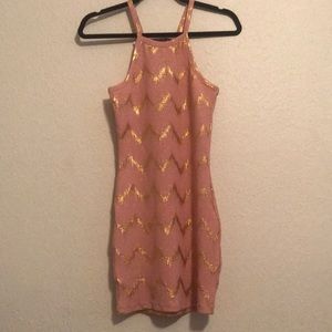 Cute tight little pink with gold dress